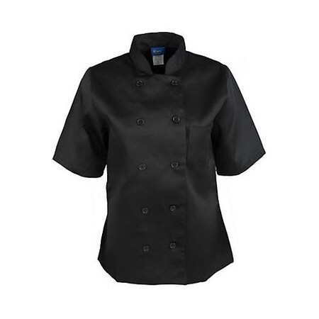 Allpoints Kng Sm Ladies Chef Coat Black Short Sleeve 1875S